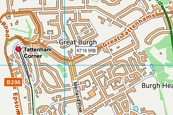 KT18 5RB map - OS VectorMap District (Ordnance Survey)