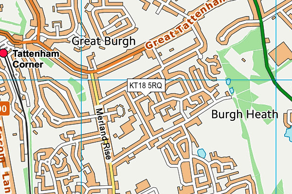 KT18 5RQ map - OS VectorMap District (Ordnance Survey)