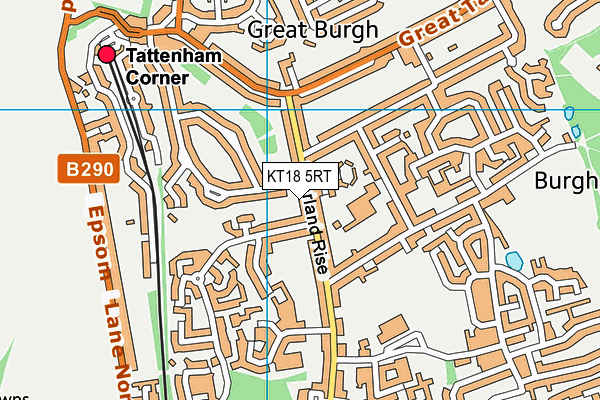 KT18 5RT map - OS VectorMap District (Ordnance Survey)