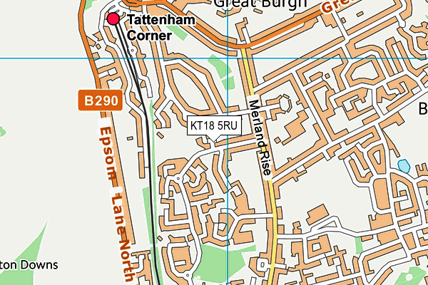 KT18 5RU map - OS VectorMap District (Ordnance Survey)