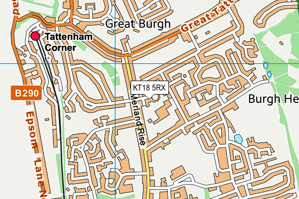 KT18 5RX map - OS VectorMap District (Ordnance Survey)