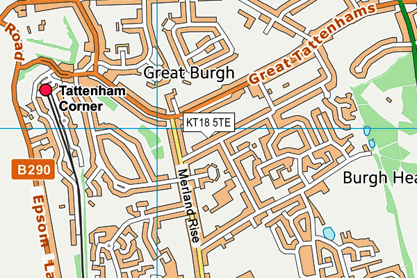 KT18 5TE map - OS VectorMap District (Ordnance Survey)