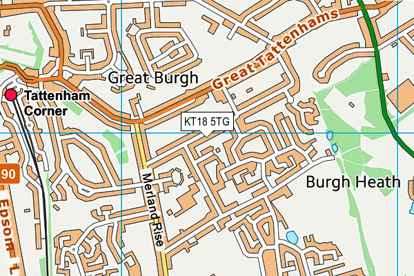 KT18 5TG map - OS VectorMap District (Ordnance Survey)