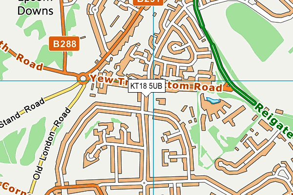 KT18 5UB map - OS VectorMap District (Ordnance Survey)