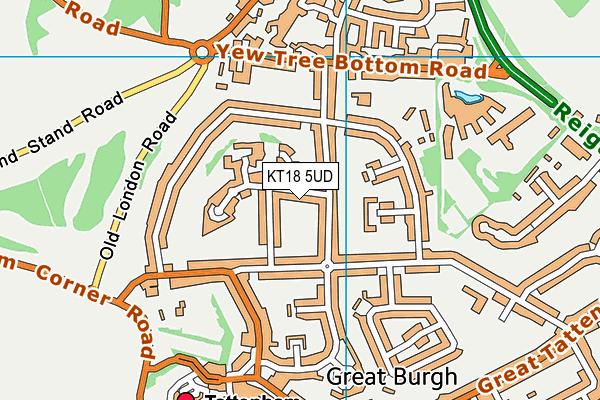 KT18 5UD map - OS VectorMap District (Ordnance Survey)