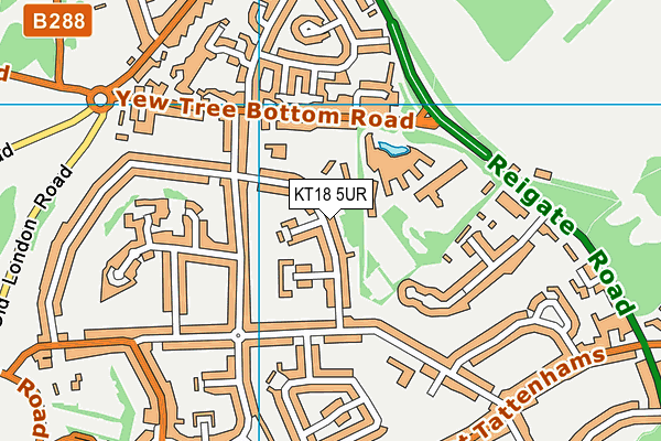 KT18 5UR map - OS VectorMap District (Ordnance Survey)