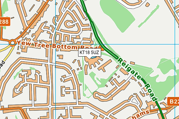 KT18 5UZ map - OS VectorMap District (Ordnance Survey)