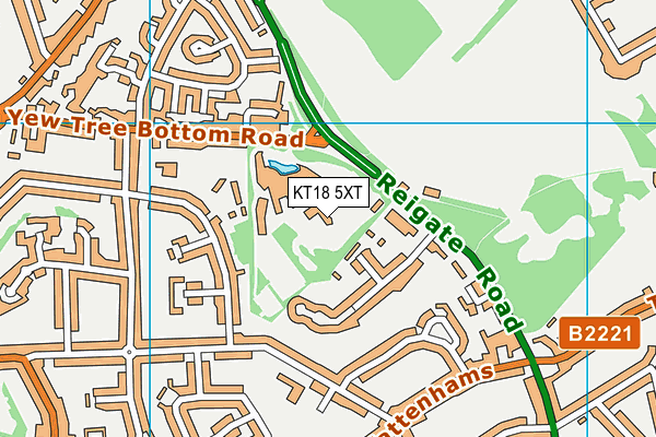 KT18 5XT map - OS VectorMap District (Ordnance Survey)