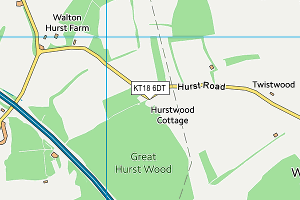 KT18 6DT map - OS VectorMap District (Ordnance Survey)