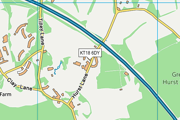 KT18 6DY map - OS VectorMap District (Ordnance Survey)