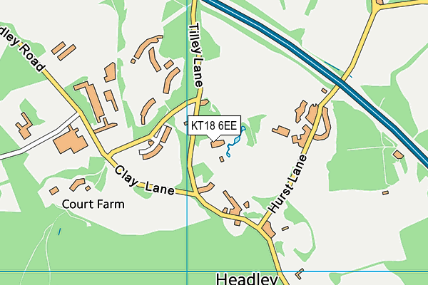 KT18 6EE map - OS VectorMap District (Ordnance Survey)