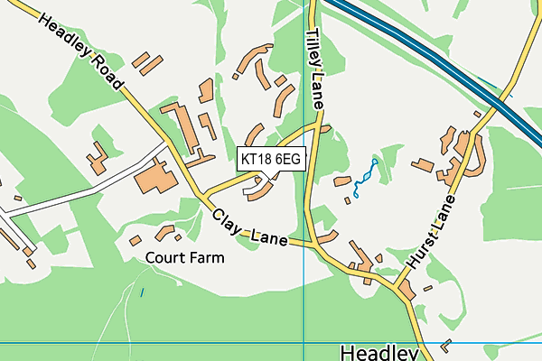 KT18 6EG map - OS VectorMap District (Ordnance Survey)