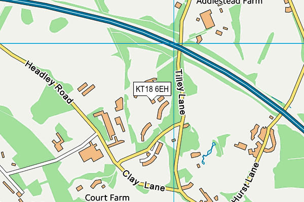 KT18 6EH map - OS VectorMap District (Ordnance Survey)