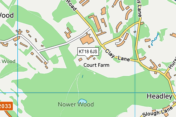 KT18 6JS map - OS VectorMap District (Ordnance Survey)