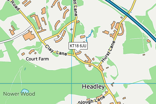 KT18 6JU map - OS VectorMap District (Ordnance Survey)