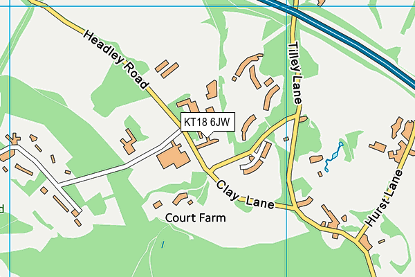 KT18 6JW map - OS VectorMap District (Ordnance Survey)