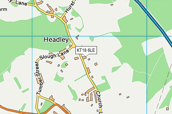 KT18 6LE map - OS VectorMap District (Ordnance Survey)