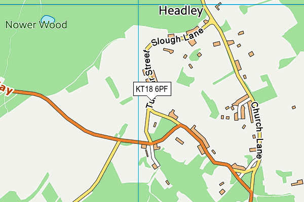 KT18 6PF map - OS VectorMap District (Ordnance Survey)