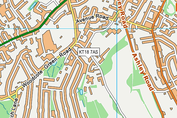 KT18 7AS map - OS VectorMap District (Ordnance Survey)