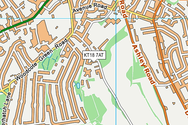 KT18 7AT map - OS VectorMap District (Ordnance Survey)