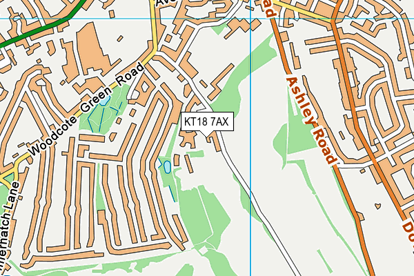 KT18 7AX map - OS VectorMap District (Ordnance Survey)