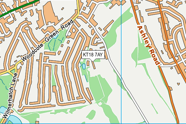 KT18 7AY map - OS VectorMap District (Ordnance Survey)