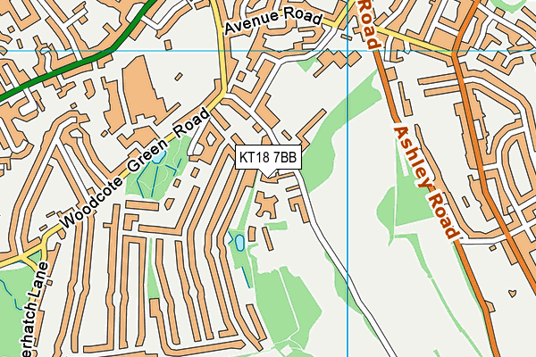 KT18 7BB map - OS VectorMap District (Ordnance Survey)