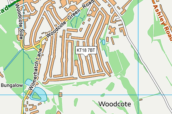 KT18 7BT map - OS VectorMap District (Ordnance Survey)