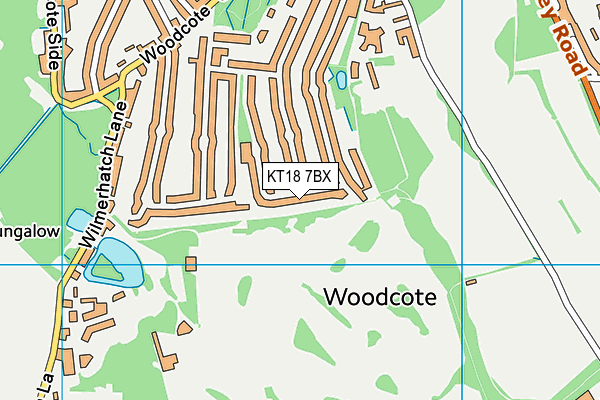 KT18 7BX map - OS VectorMap District (Ordnance Survey)