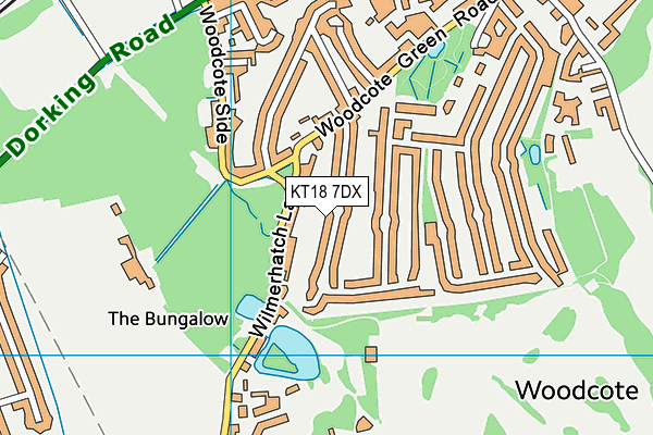 KT18 7DX map - OS VectorMap District (Ordnance Survey)