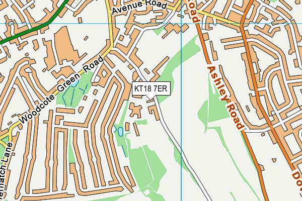 KT18 7ER map - OS VectorMap District (Ordnance Survey)
