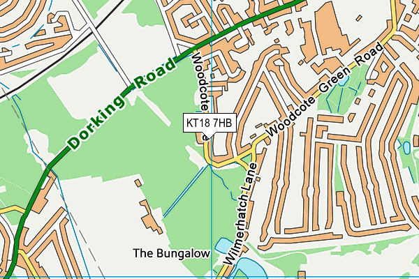 KT18 7HB map - OS VectorMap District (Ordnance Survey)