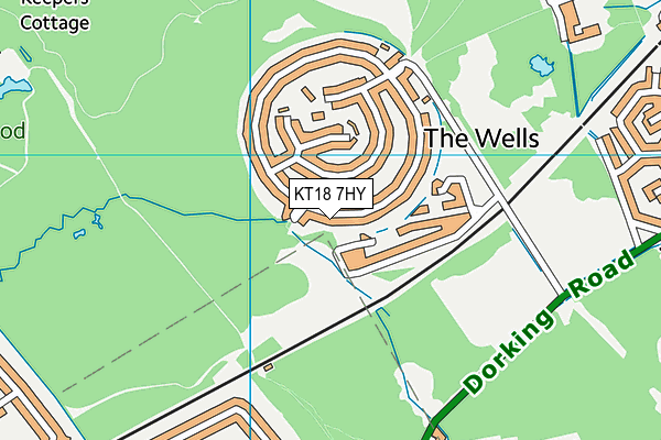 KT18 7HY map - OS VectorMap District (Ordnance Survey)