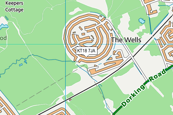 KT18 7JA map - OS VectorMap District (Ordnance Survey)