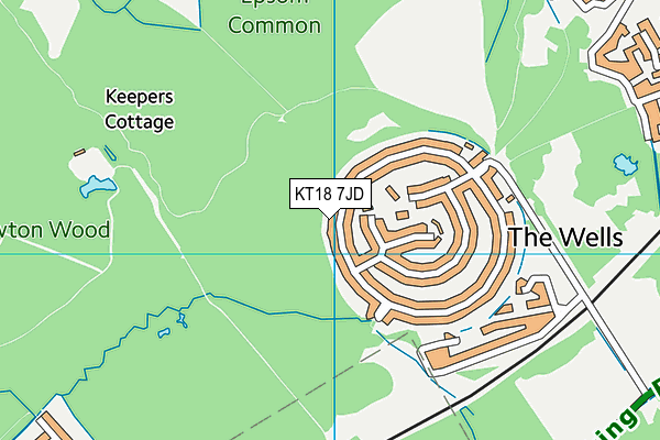 KT18 7JD map - OS VectorMap District (Ordnance Survey)