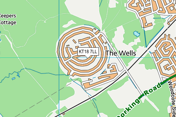 KT18 7LL map - OS VectorMap District (Ordnance Survey)