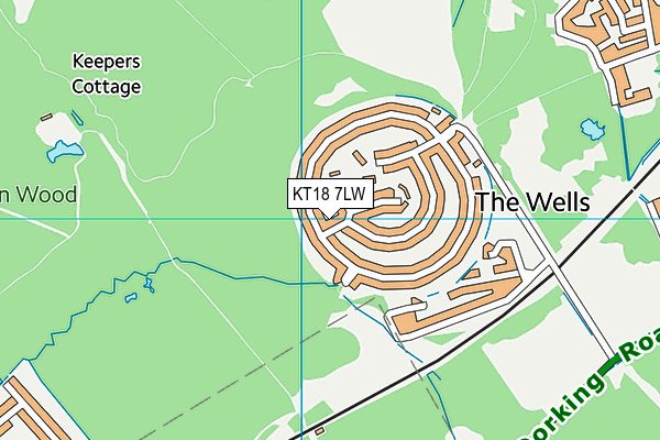 KT18 7LW map - OS VectorMap District (Ordnance Survey)