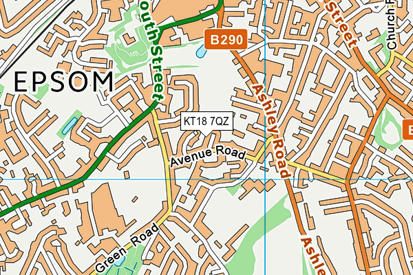 KT18 7QZ map - OS VectorMap District (Ordnance Survey)