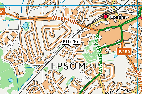 KT18 7RY map - OS VectorMap District (Ordnance Survey)