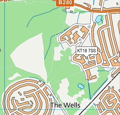 KT18 7SS map - OS VectorMap District (Ordnance Survey)