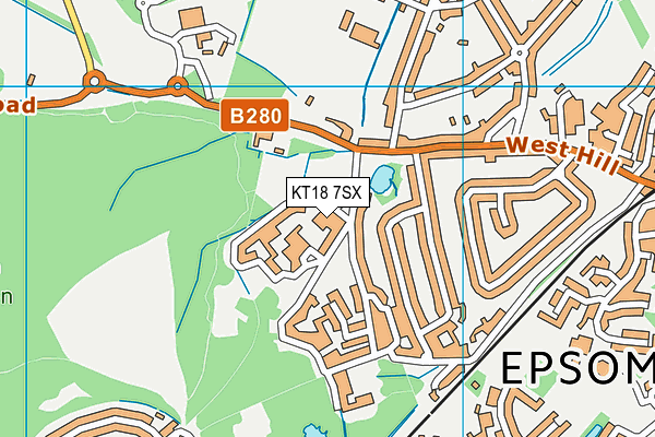 KT18 7SX map - OS VectorMap District (Ordnance Survey)