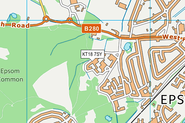 KT18 7SY map - OS VectorMap District (Ordnance Survey)