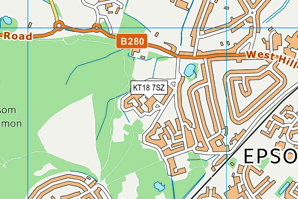 KT18 7SZ map - OS VectorMap District (Ordnance Survey)