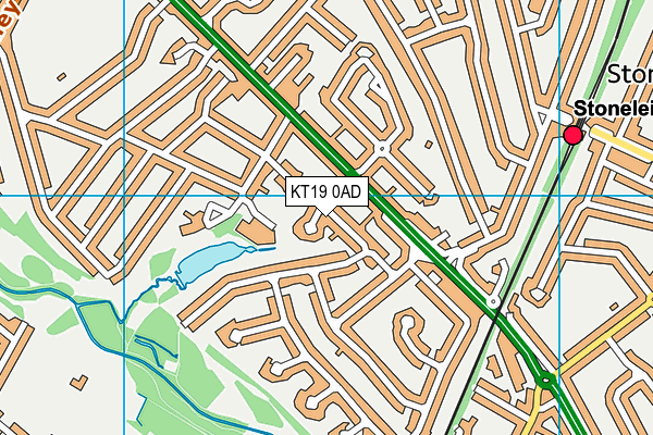 KT19 0AD map - OS VectorMap District (Ordnance Survey)
