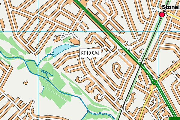 KT19 0AJ map - OS VectorMap District (Ordnance Survey)