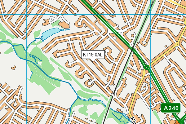 KT19 0AL map - OS VectorMap District (Ordnance Survey)
