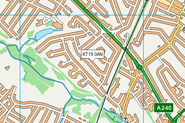 KT19 0AN map - OS VectorMap District (Ordnance Survey)
