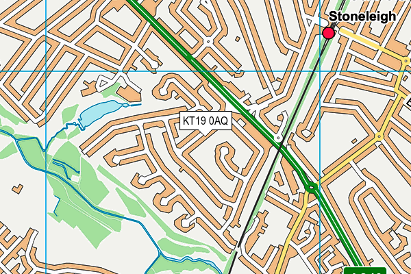 KT19 0AQ map - OS VectorMap District (Ordnance Survey)