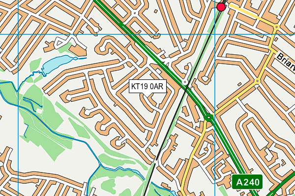 KT19 0AR map - OS VectorMap District (Ordnance Survey)