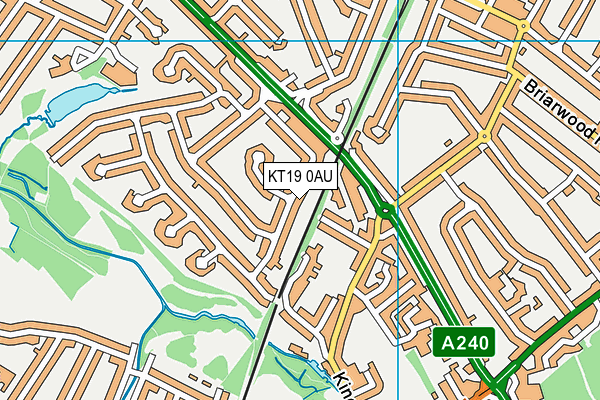 KT19 0AU map - OS VectorMap District (Ordnance Survey)